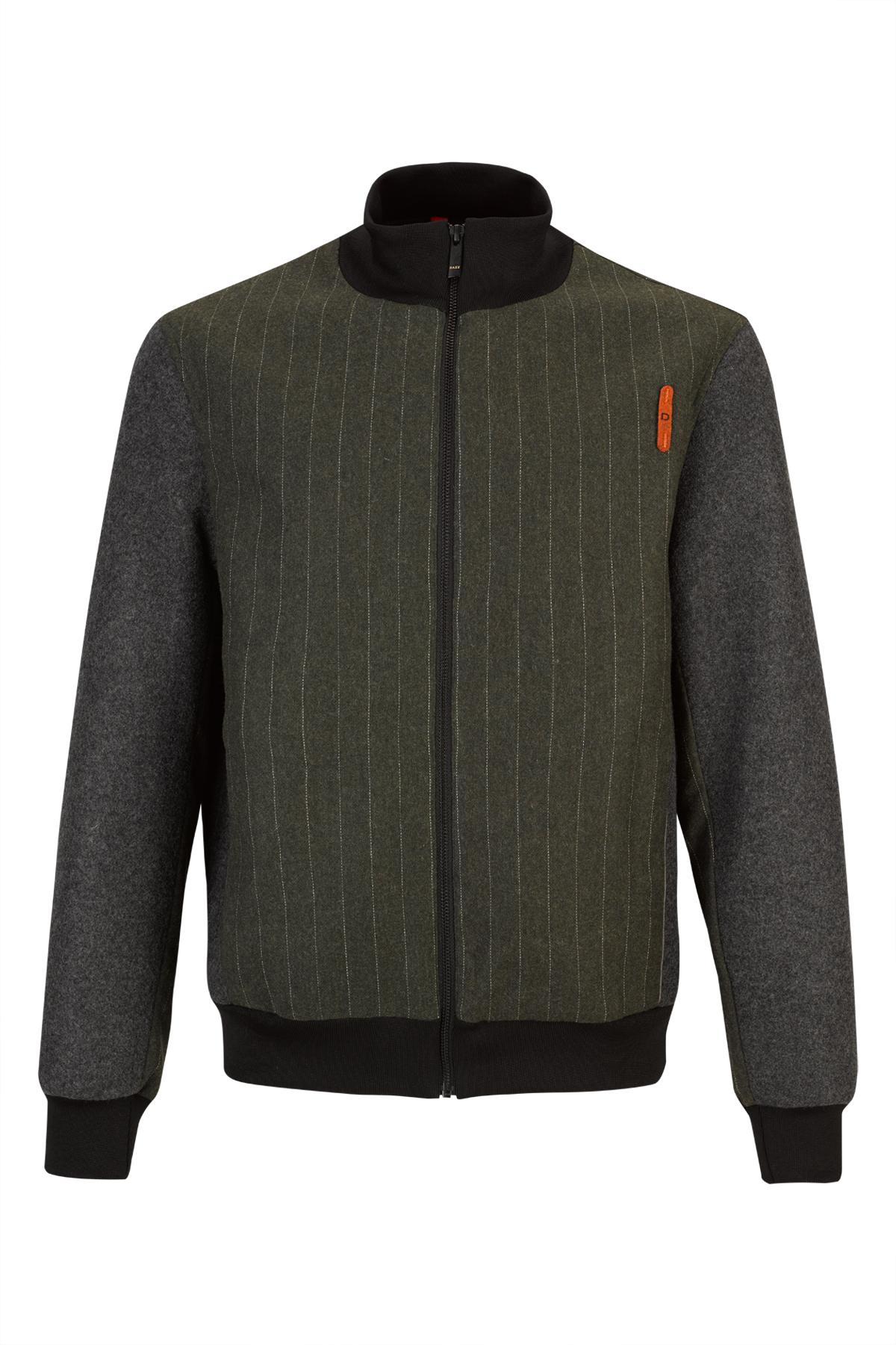 Blusão com painéis constrastantes e fecho de correr